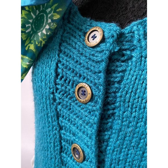 Teal Cardigan Sweater Sz Med - Picture 9 of 14